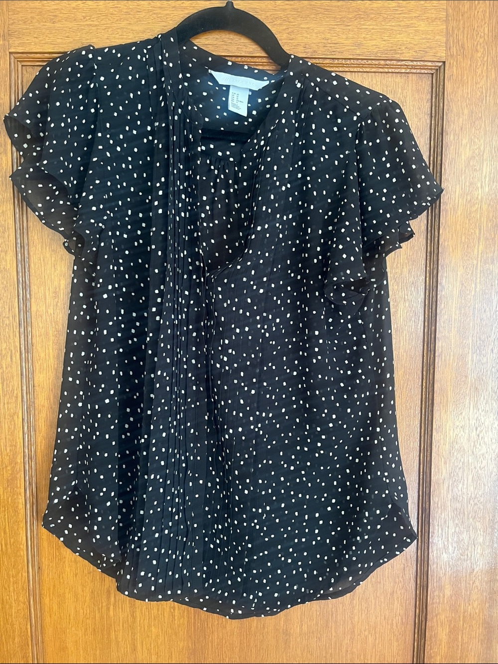 H&M Black Blouse with White Dot Print